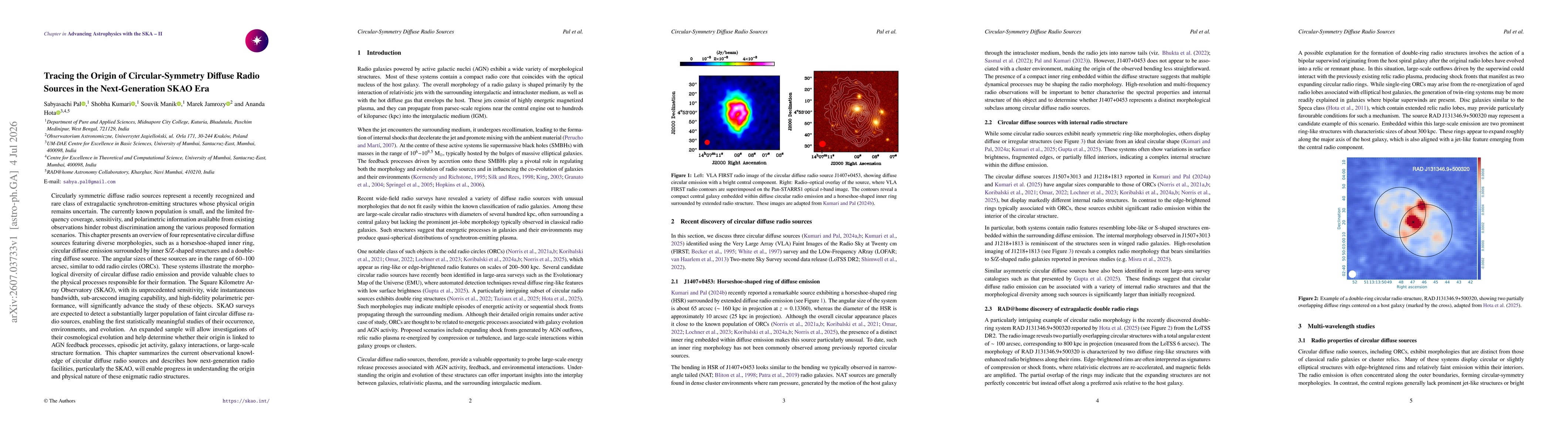 Thumbnail for Tracing the Origin of Circular-Symmetry Diffuse Radio Sources in the Next-Generation SKAO Era