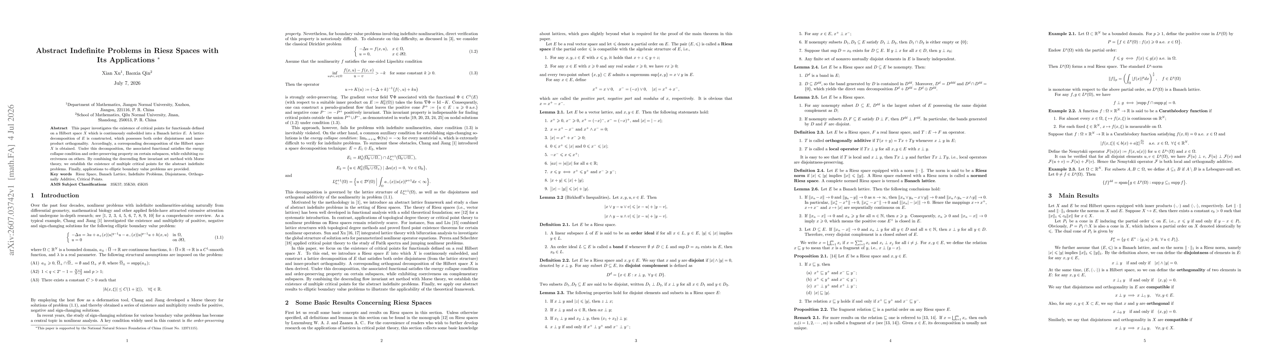 Thumbnail for Abstract Indefinite Problems in Riesz Spaces with Its Applications