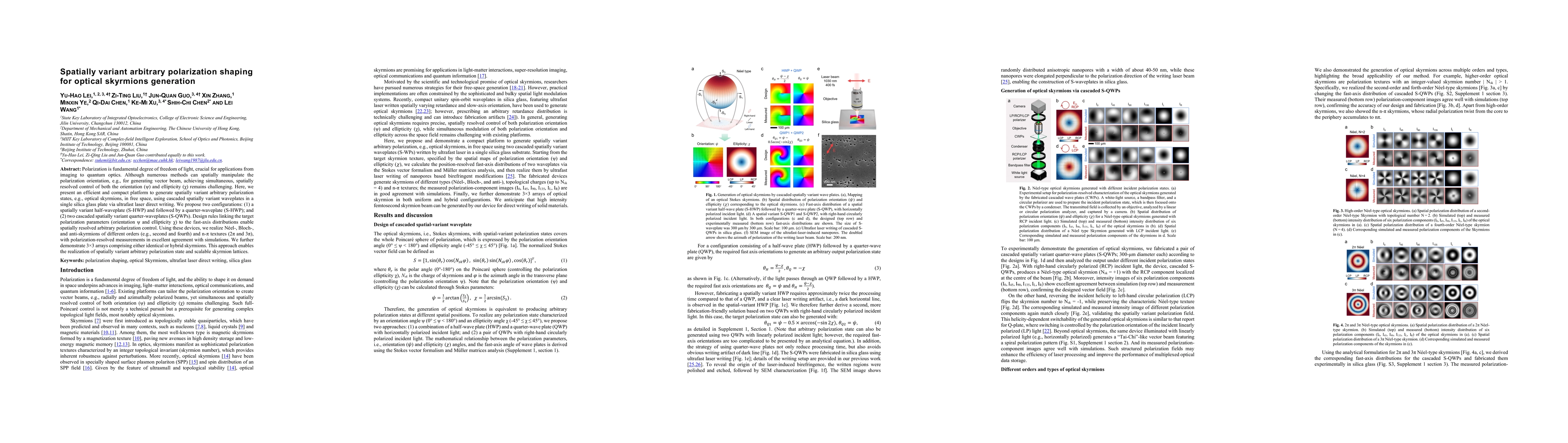 Thumbnail for Spatially variant arbitrary polarization shaping for optical skyrmions generation