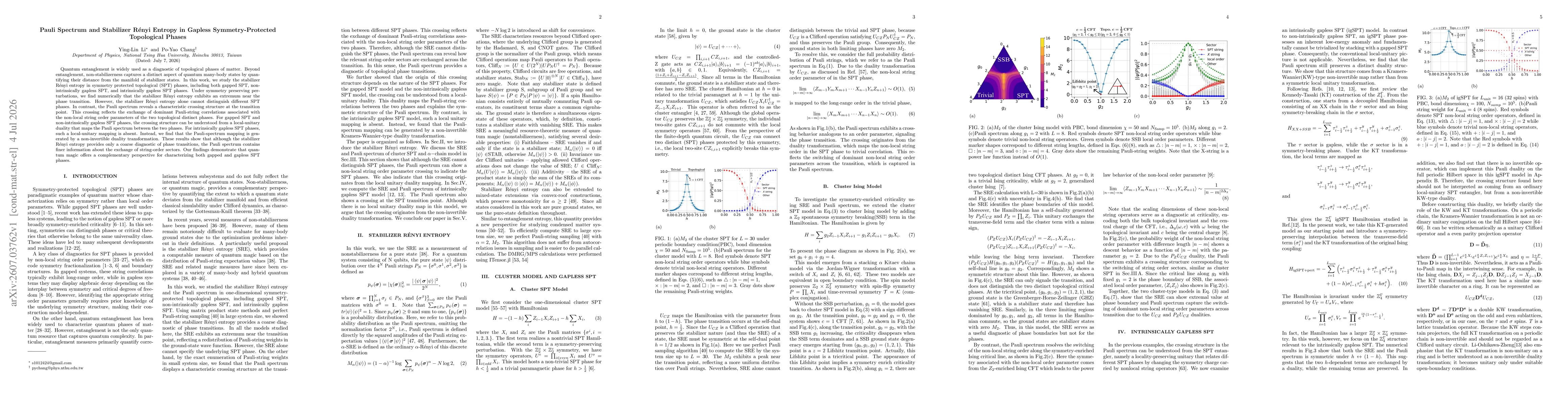 Thumbnail for Pauli Spectrum and Stabilizer Rényi Entropy in Gapless Symmetry-Protected Topological Phases