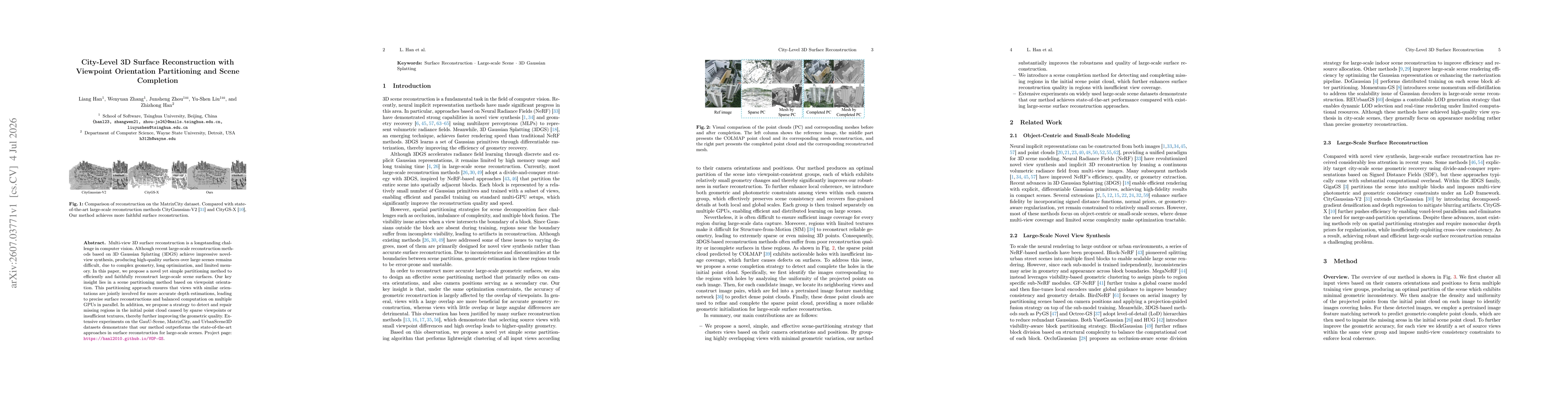 Thumbnail for City-Level 3D Surface Reconstruction with Viewpoint Orientation Partitioning and Scene Completion