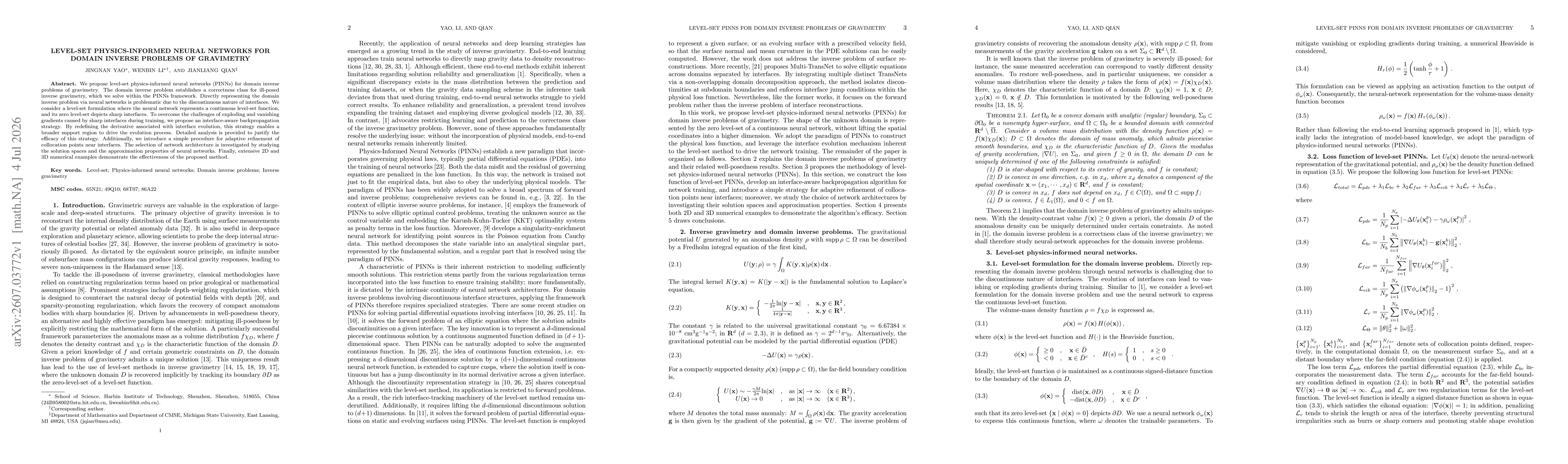 Thumbnail for Level-set physics-informed neural networks for domain inverse problems of gravimetry