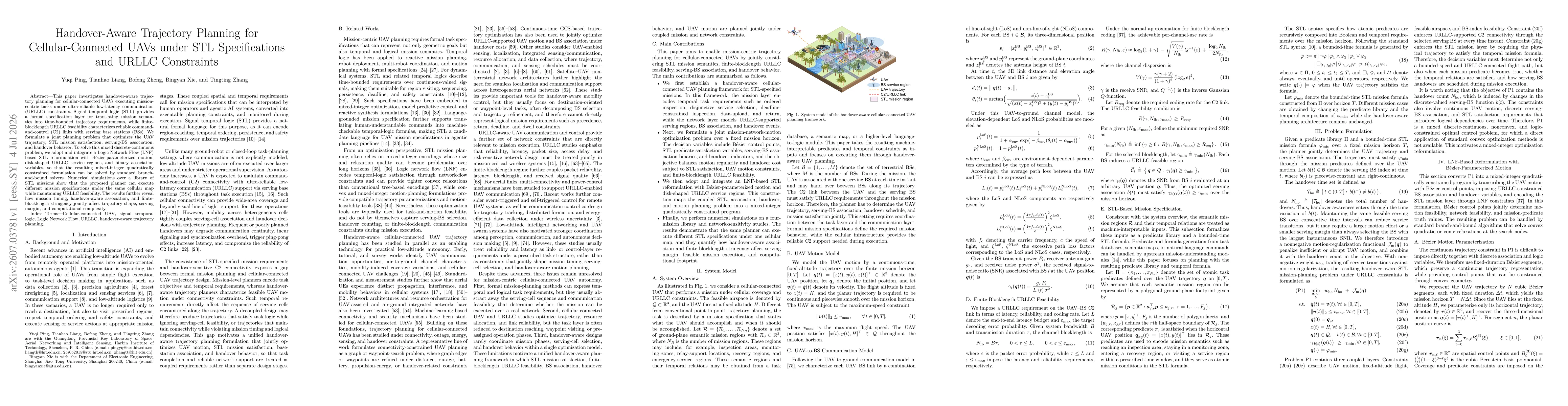 Thumbnail for Handover-Aware Trajectory Planning for Cellular-Connected UAVs under STL Specifications and URLLC Constraints