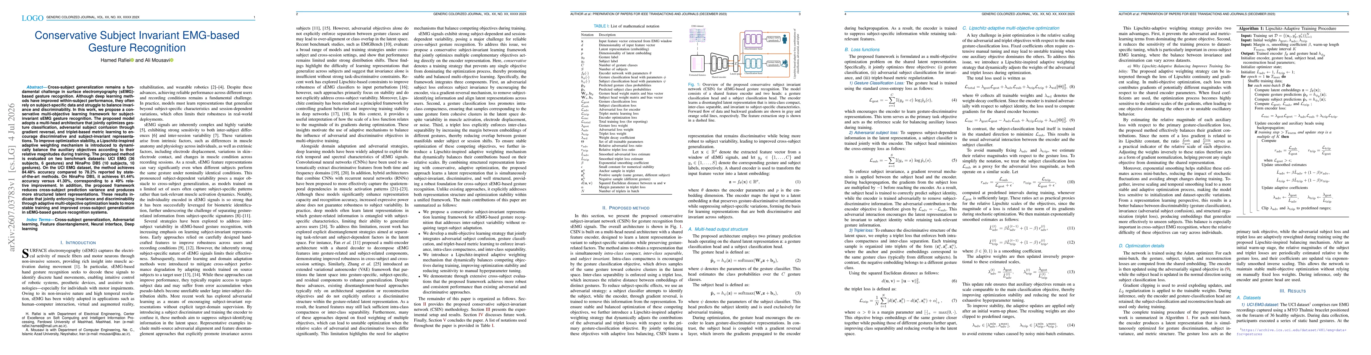 Thumbnail for Conservative Subject Invariant EMG-based Gesture Recognition