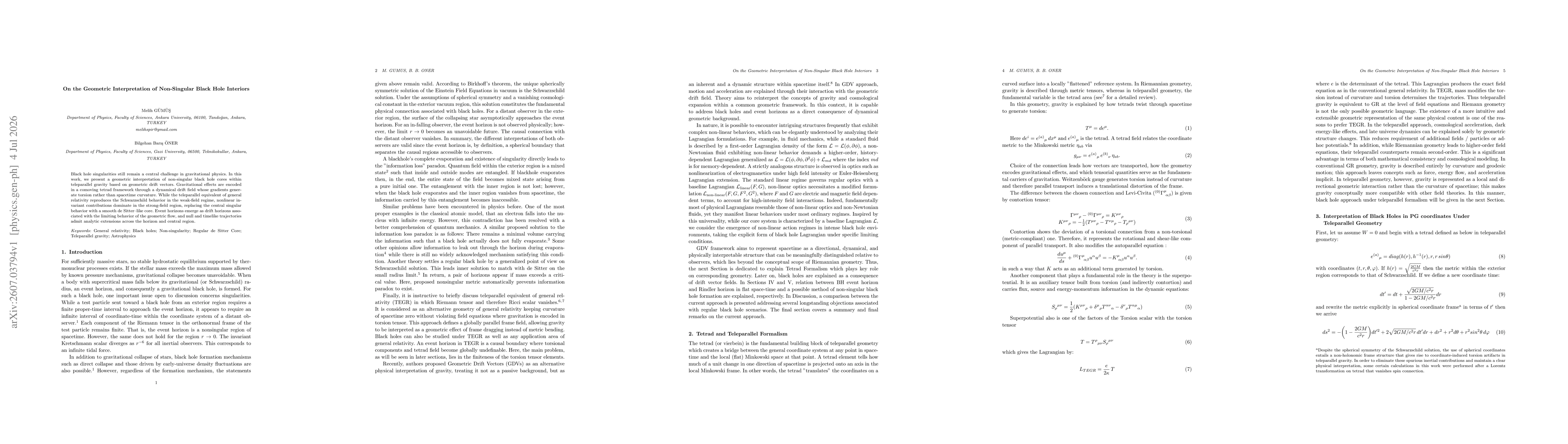 Thumbnail for On the Geometric Interpretation of Non-Singular Black Hole Interiors