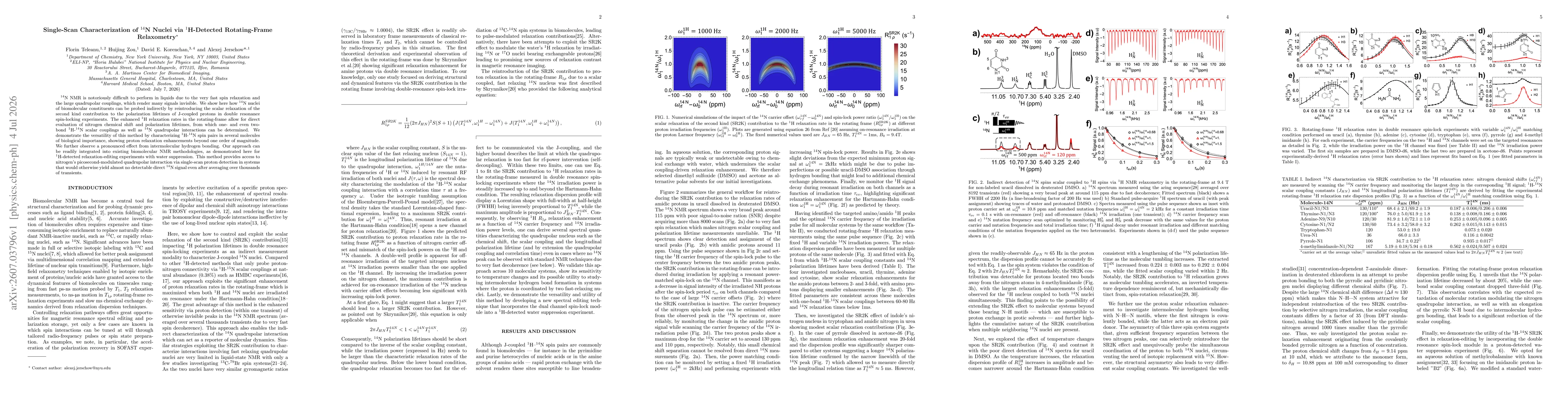 Thumbnail for Single-Scan Characterization of $^{14}$N Nuclei via $^1$H-Detected Rotating-Frame Relaxometry