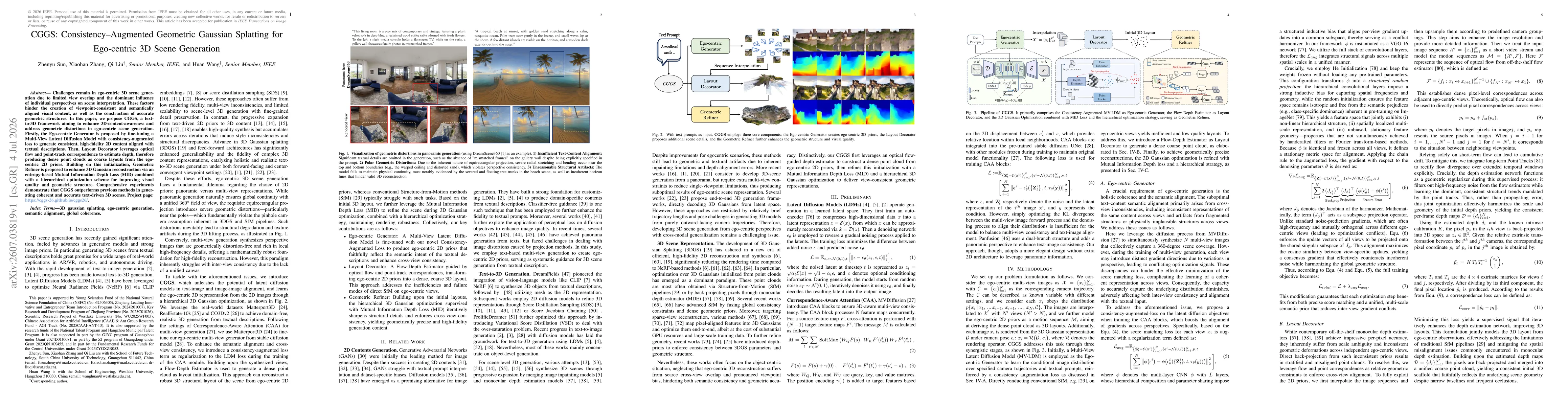 Thumbnail for CGGS: Consistency-Augmented Geometric Gaussian Splatting for Ego-centric 3D Scene Generation