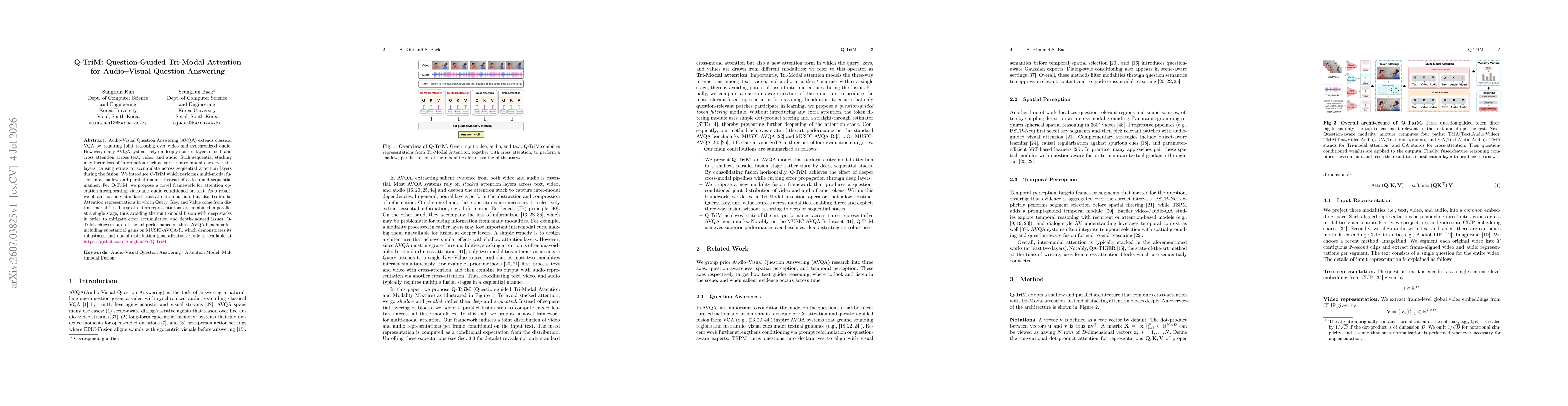 Thumbnail for Q-TriM: Question-Guided Tri-Modal Attention for Audio-Visual Question Answering