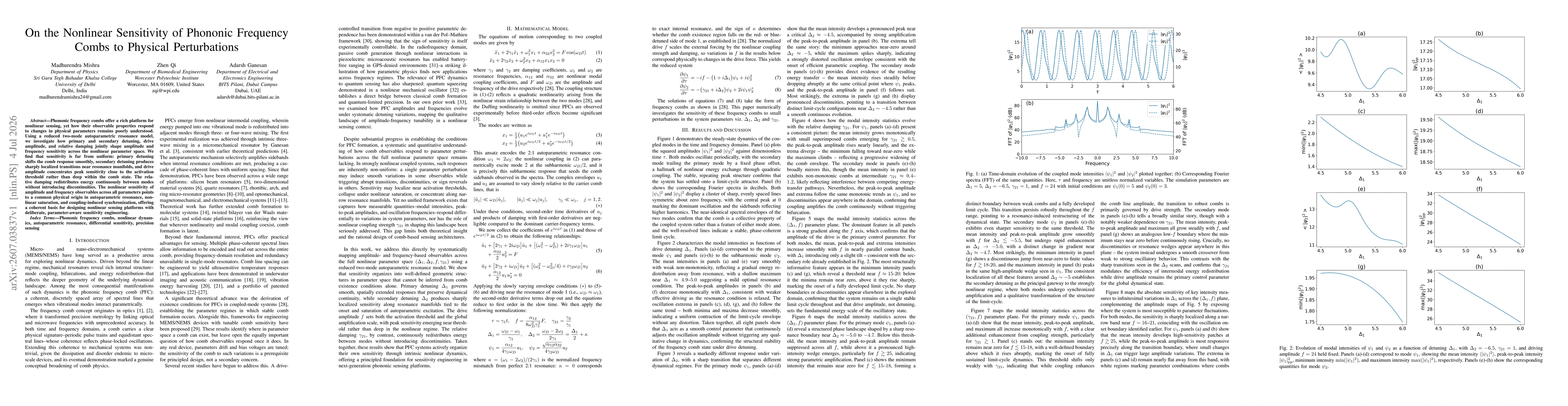 Thumbnail for On the Nonlinear Sensitivity of Phononic Frequency Combs to Physical Perturbations