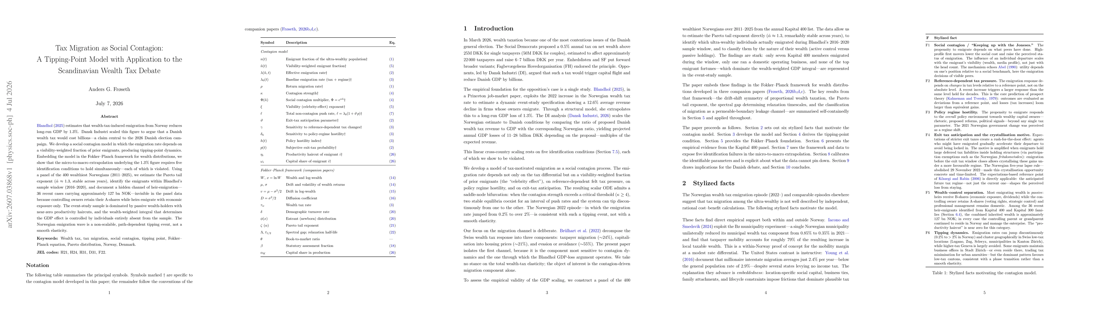 Thumbnail for Tax Migration as Social Contagion: A Tipping-Point Model with Application to the Scandinavian Wealth Tax Debate