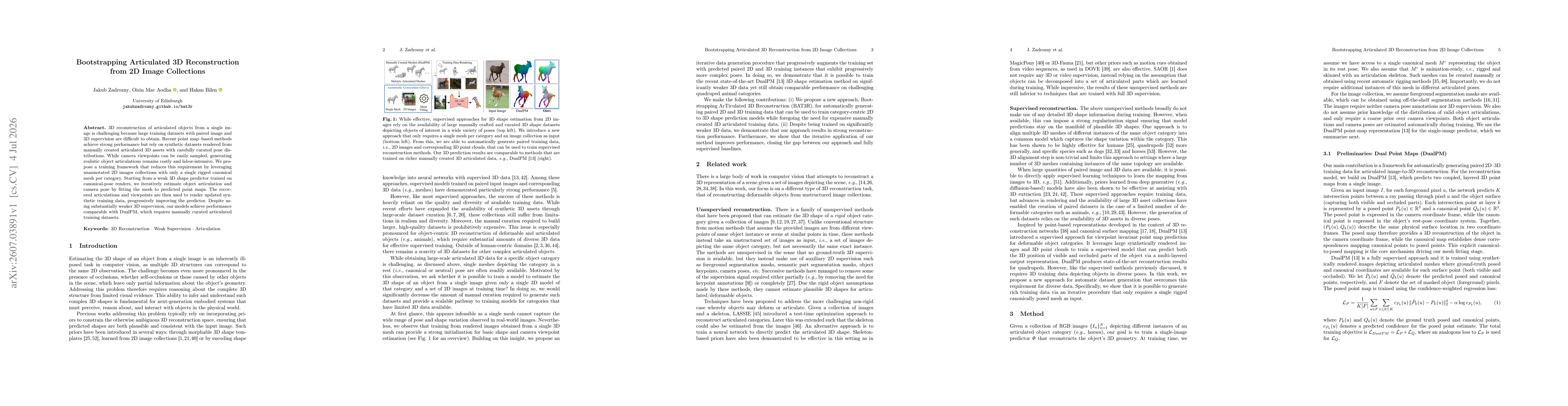 Thumbnail for BAT3R: Bootstrapping Articulated 3D Reconstruction from 2D Image Collections