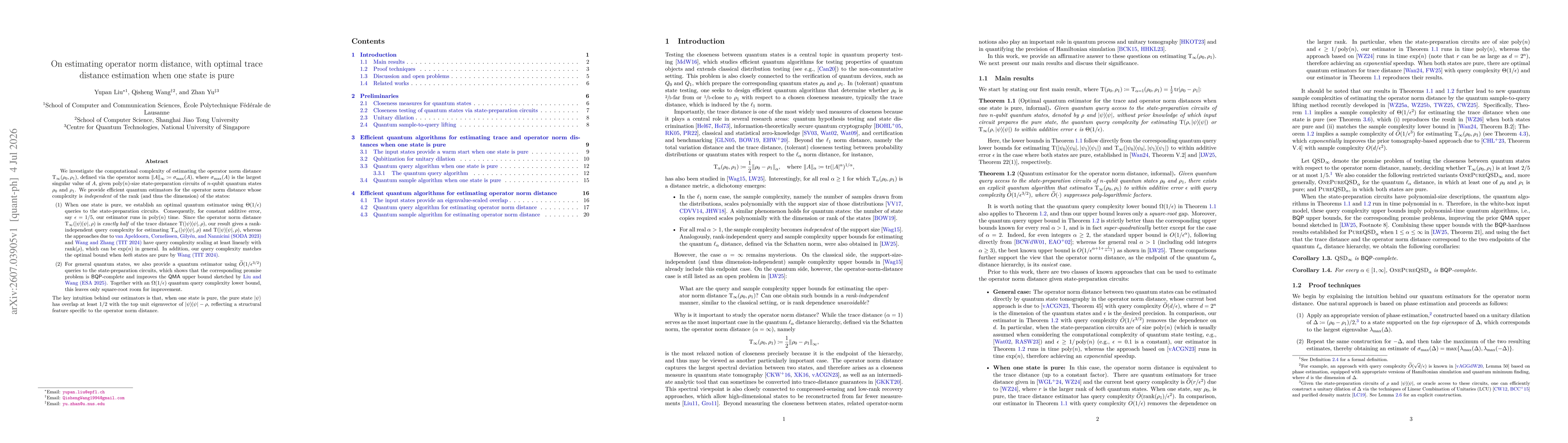Thumbnail for On estimating operator norm distance, with optimal trace distance estimation when one state is pure