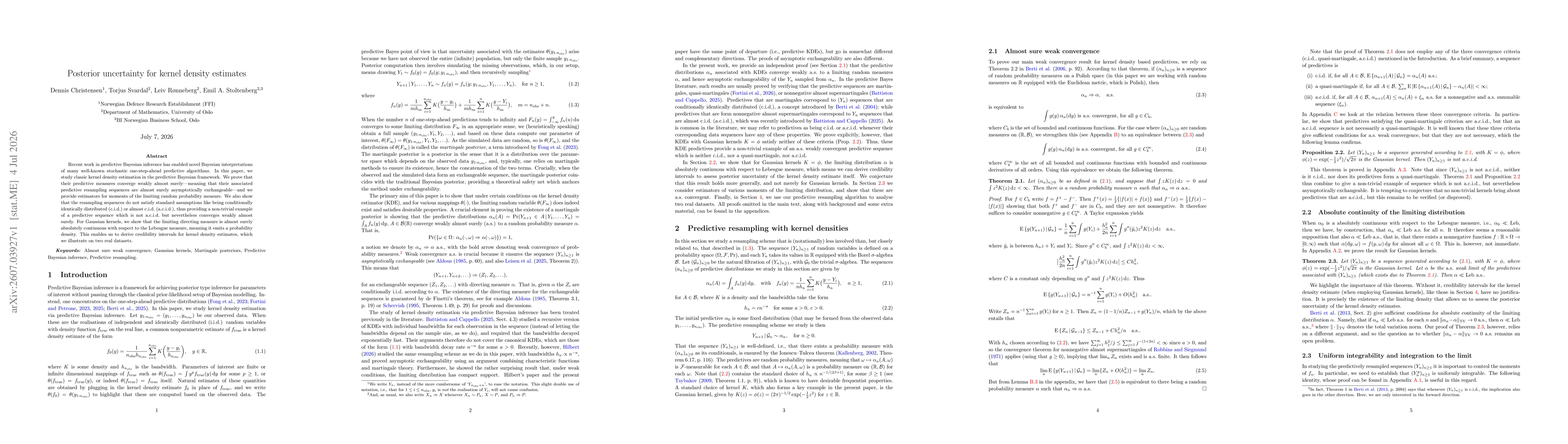 Thumbnail for Posterior uncertainty for kernel density estimates