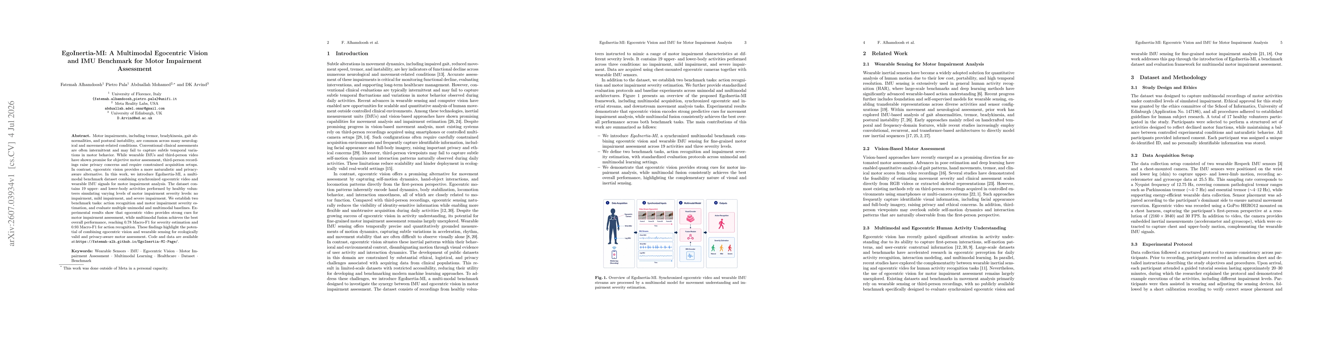 Thumbnail for EgoInertia-MI: A Multimodal Egocentric Vision and IMU Benchmark for Motor Impairment Assessment