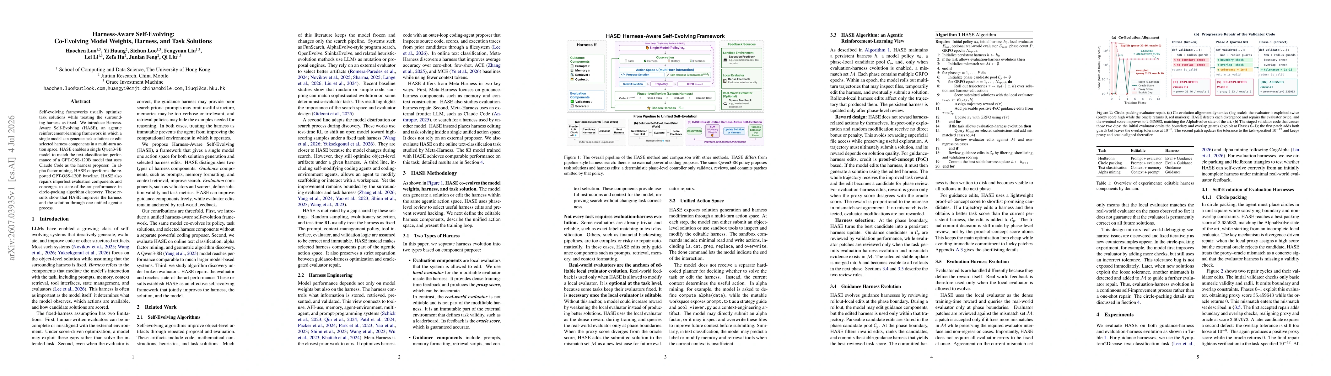 Thumbnail for Harness-Aware Self-Evolving: Co-Evolving Model Weights, Harness, and Task Solutions