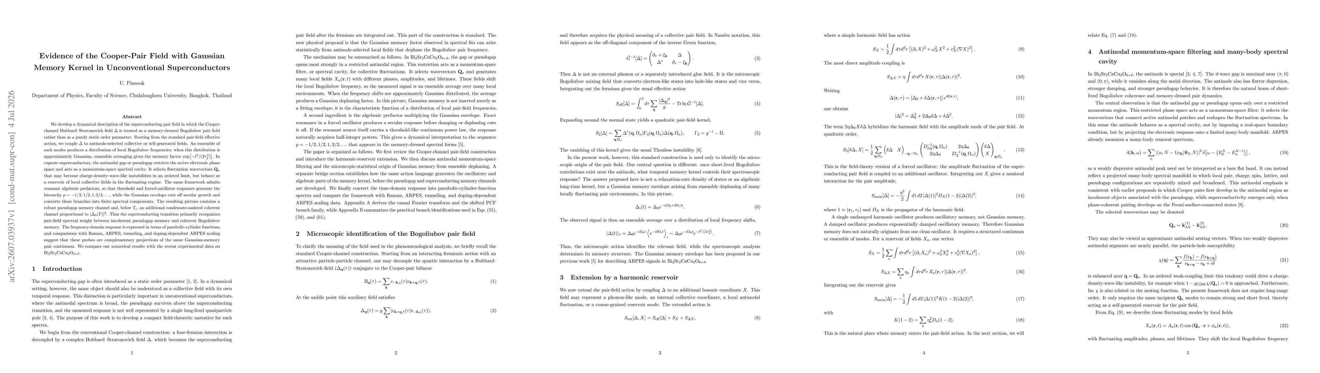 Thumbnail for Evidence of the Cooper-Pair Field with Gaussian Memory Kernel in Unconventional Superconductors