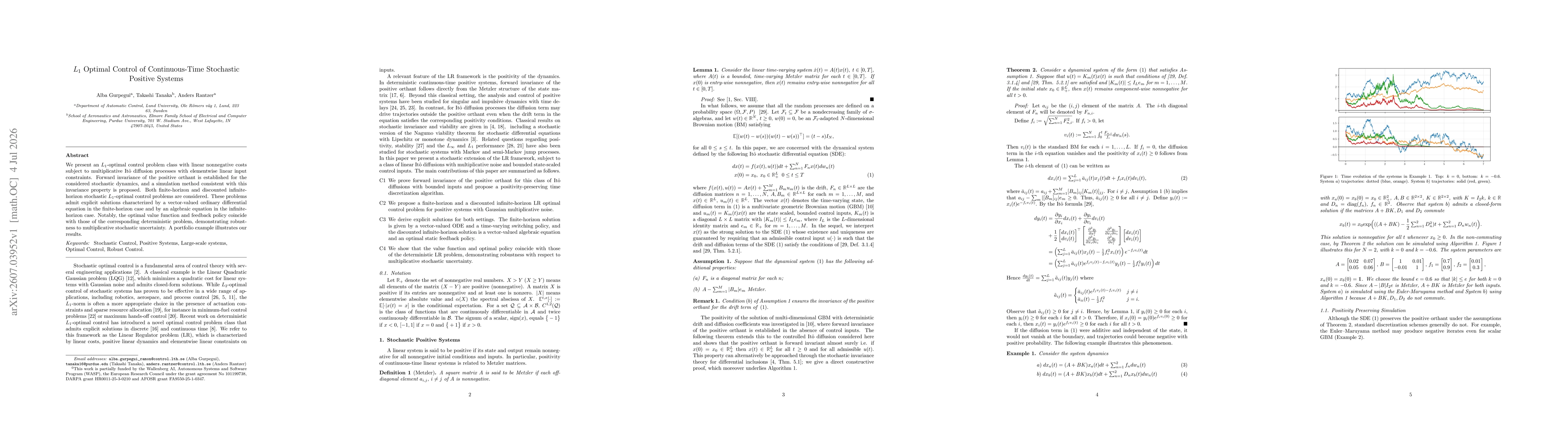 Thumbnail for L1 Optimal Control of Continuous-Time Stochastic Positive Systems