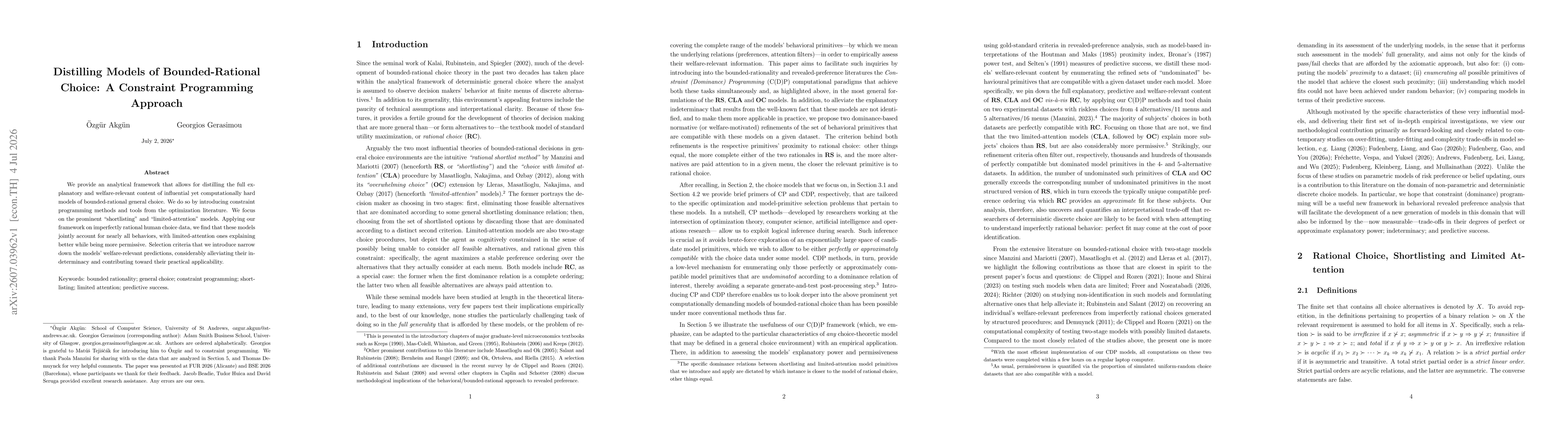 Thumbnail for Distilling Models of Bounded-Rational Choice: A Constraint Programming Approach