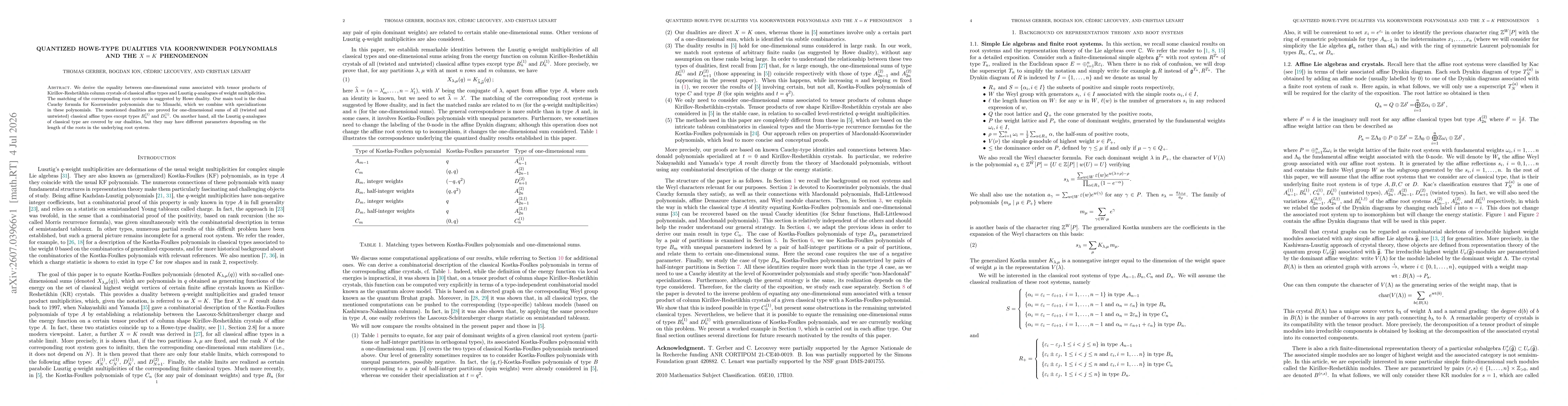 Thumbnail for Quantized Howe-type dualities via Koornwinder polynomials and the X=K phenomenon