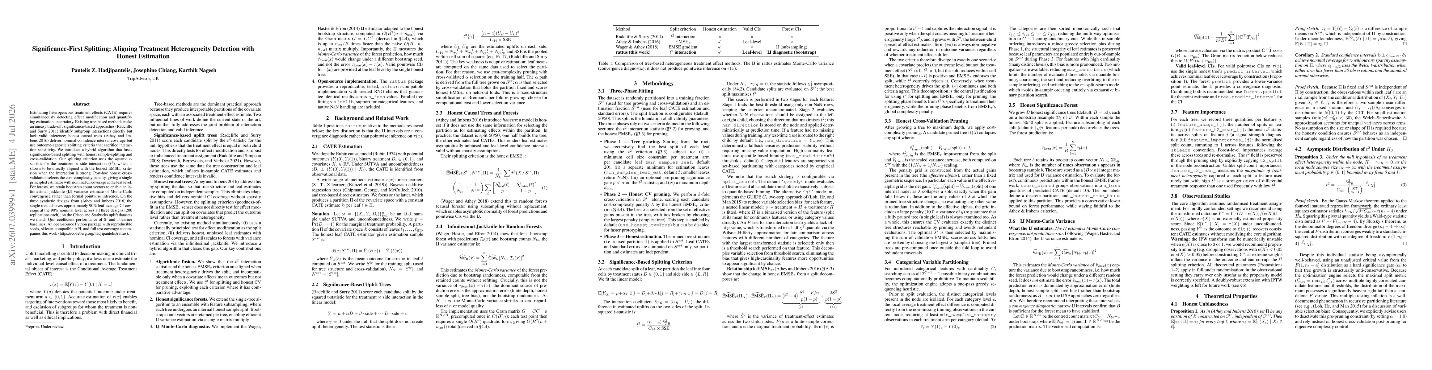 Thumbnail for Significance-First Splitting: Aligning Treatment Heterogeneity Detection with Honest Estimation