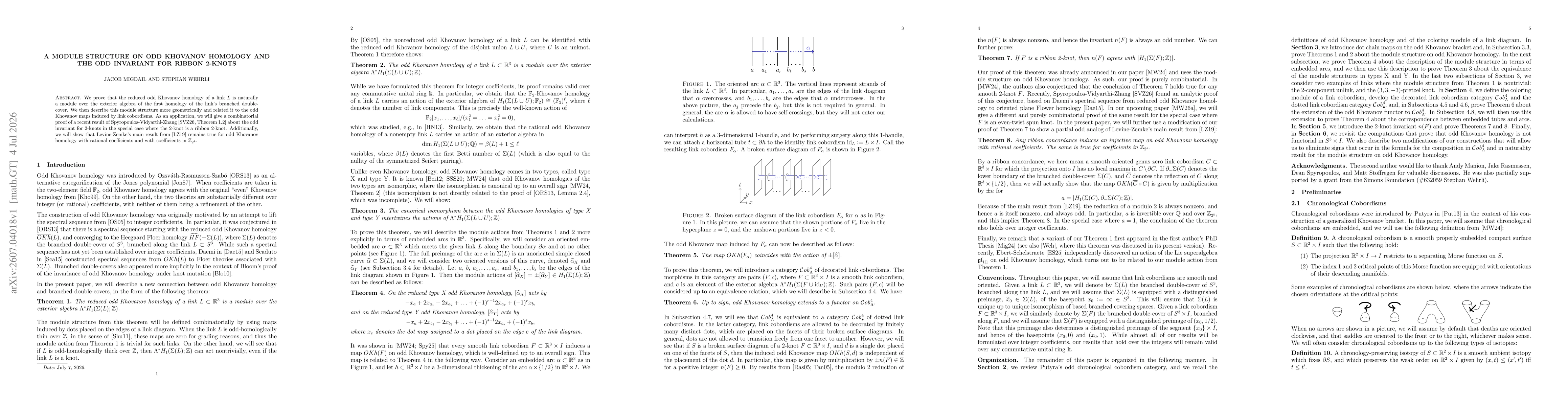 Thumbnail for A module structure on odd Khovanov homology and the odd invariant for ribbon 2-knots