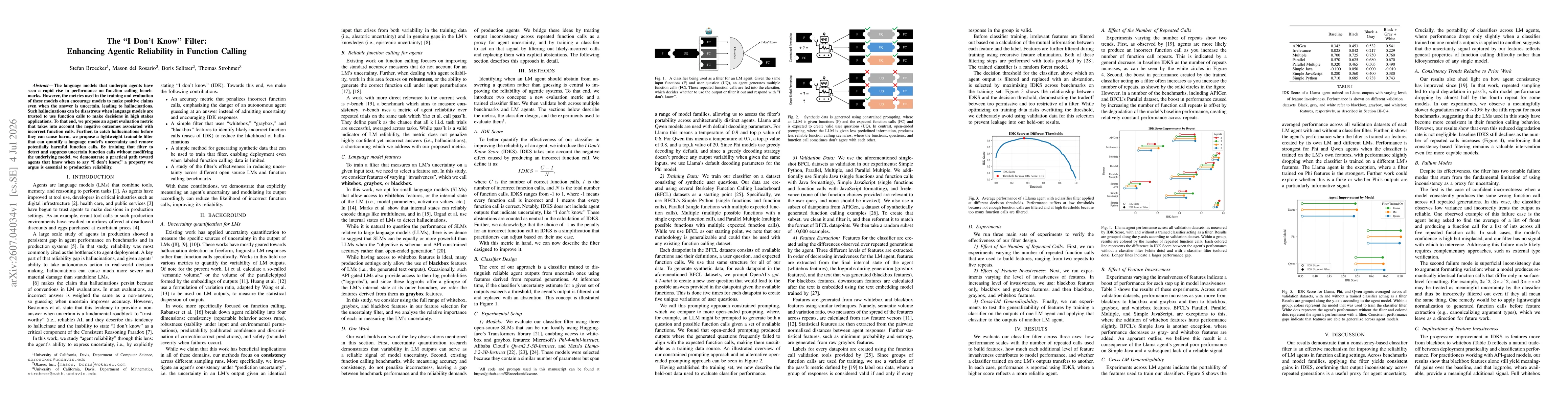 Thumbnail for The "I Don't Know" Filter: Enhancing Agentic Reliability in Function Calling