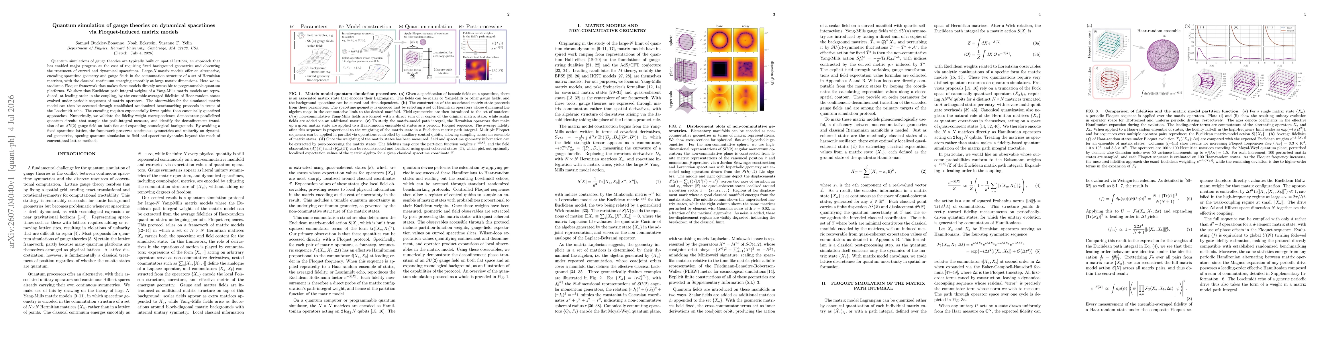 Thumbnail for Quantum simulation of gauge theories on dynamical spacetimes via Floquet-induced matrix models