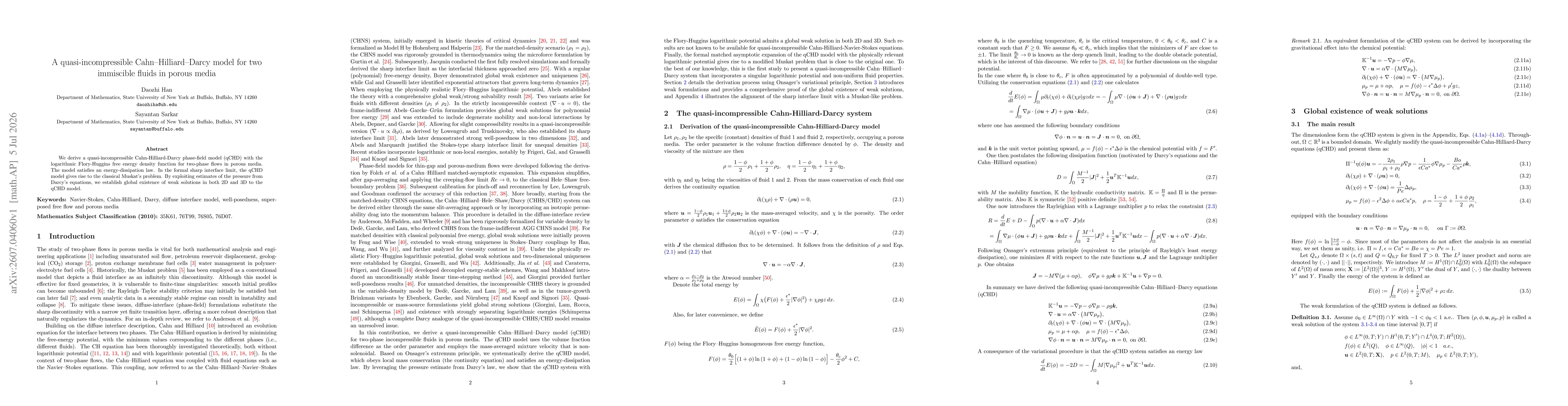 Thumbnail for A quasi-incompressible Cahn-Hilliard-Darcy model for two immiscible fluids in porous media