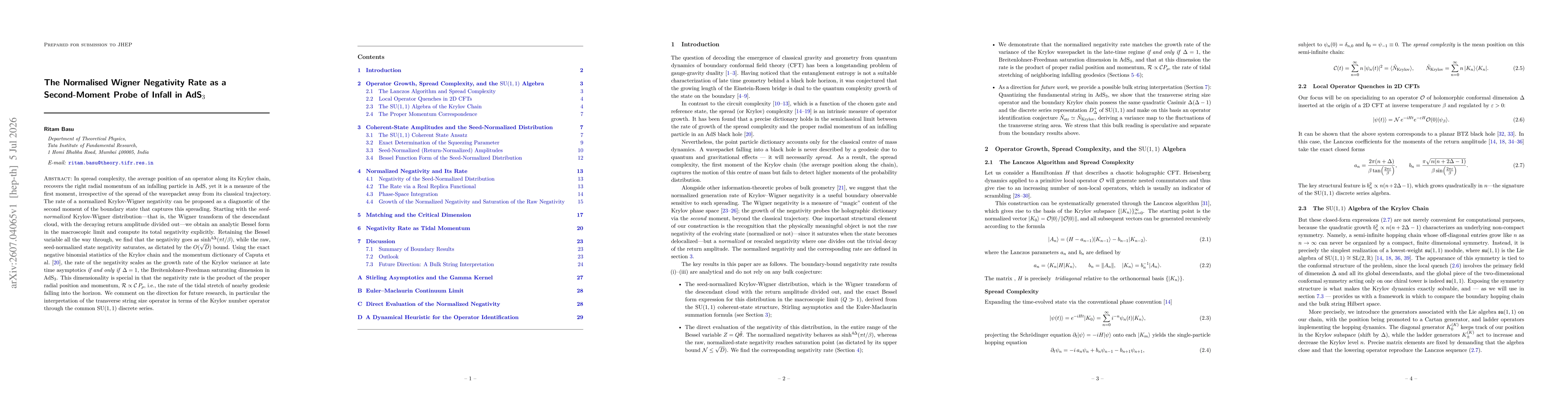 Thumbnail for The Normalised Wigner Negativity Rate as a Second-Moment Probe of Infall in AdS$_3$