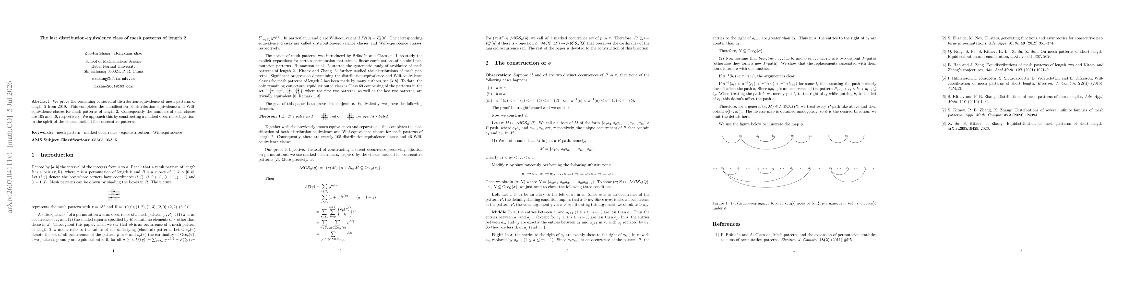 Thumbnail for The last distribution-equivalence class of mesh patterns of length 2