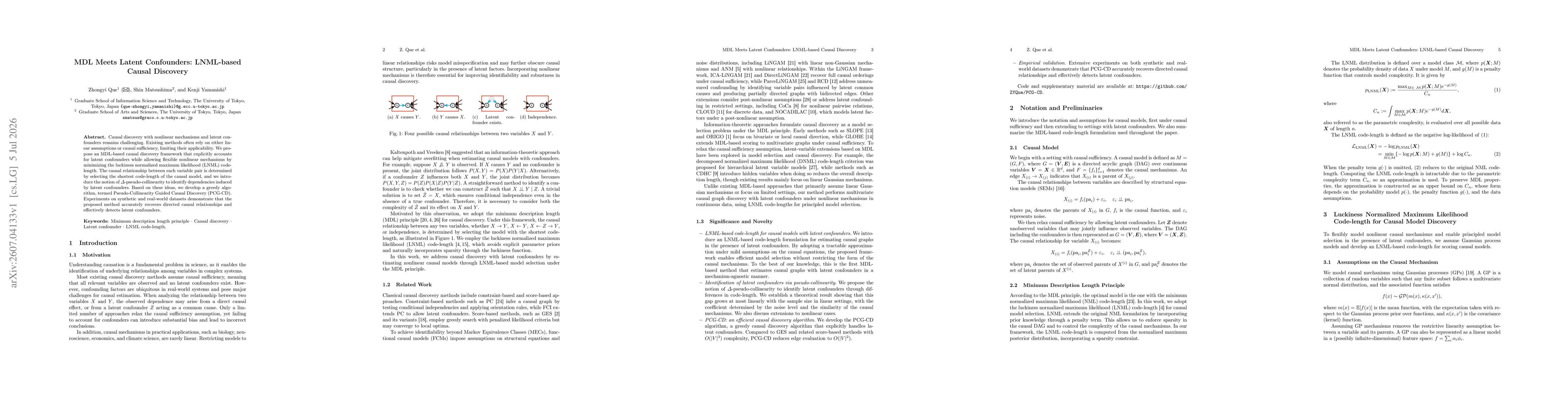 Thumbnail for MDL Meets Latent Confounders: LNML-based Causal Discovery