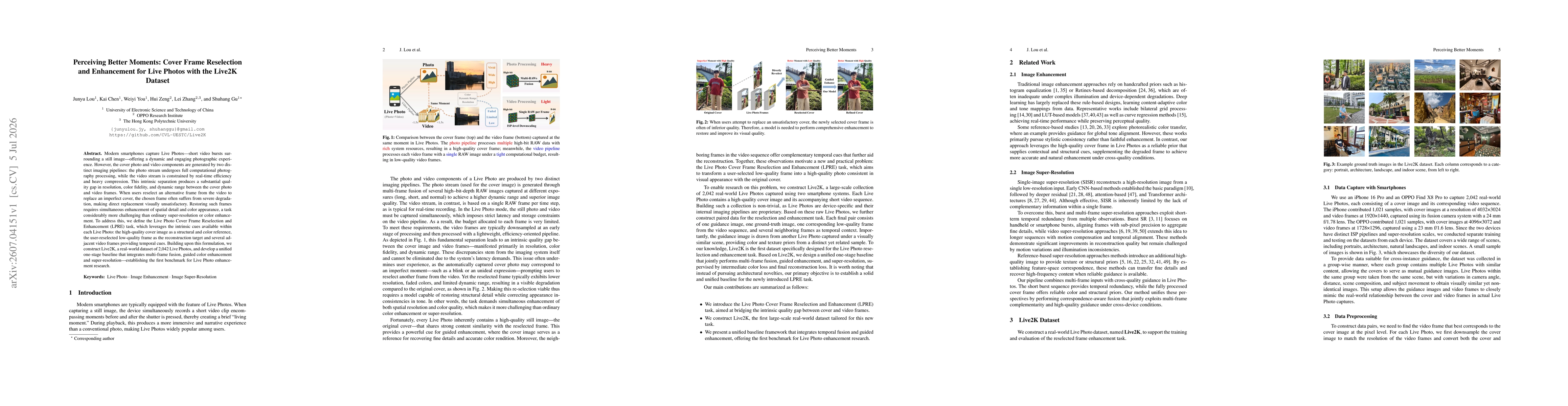 Thumbnail for Perceiving Better Moments: Cover Frame Reselection and Enhancement for Live Photos with the Live2K Dataset
