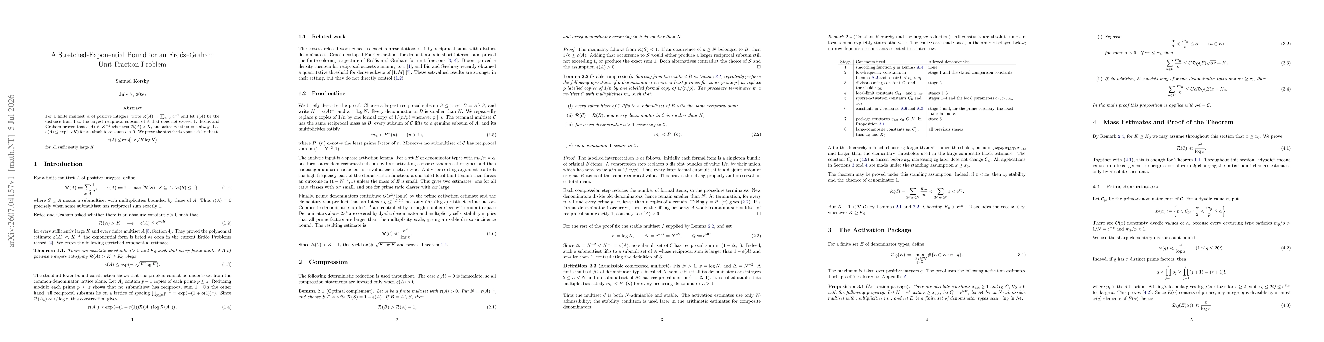 Thumbnail for A Stretched-Exponential Bound for an Erdos--Graham Unit-Fraction Problem
