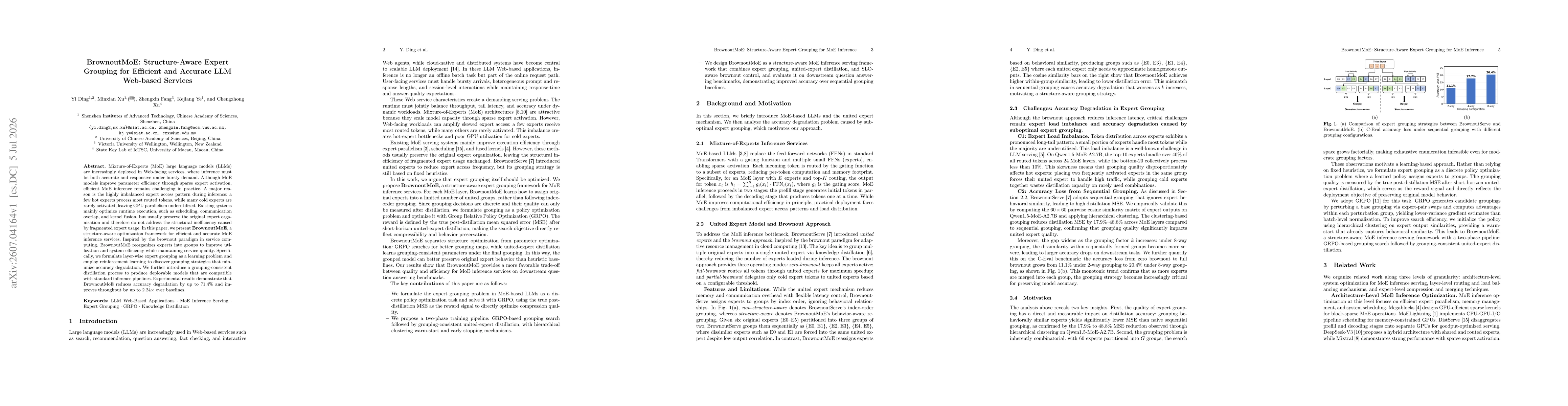 Thumbnail for BrownoutMoE: Structure-Aware Expert Grouping for Efficient and Accurate LLM Web-based Services
