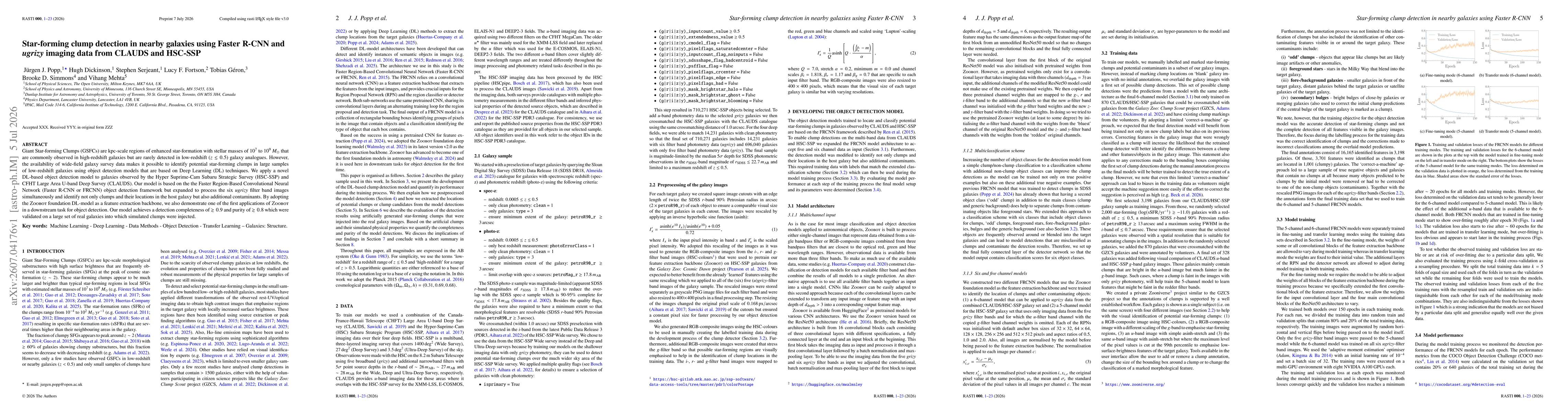 Thumbnail for Star-forming clump detection in nearby galaxies using Faster R-CNN and $ugrizy$ imaging data from CLAUDS and HSC-SSP