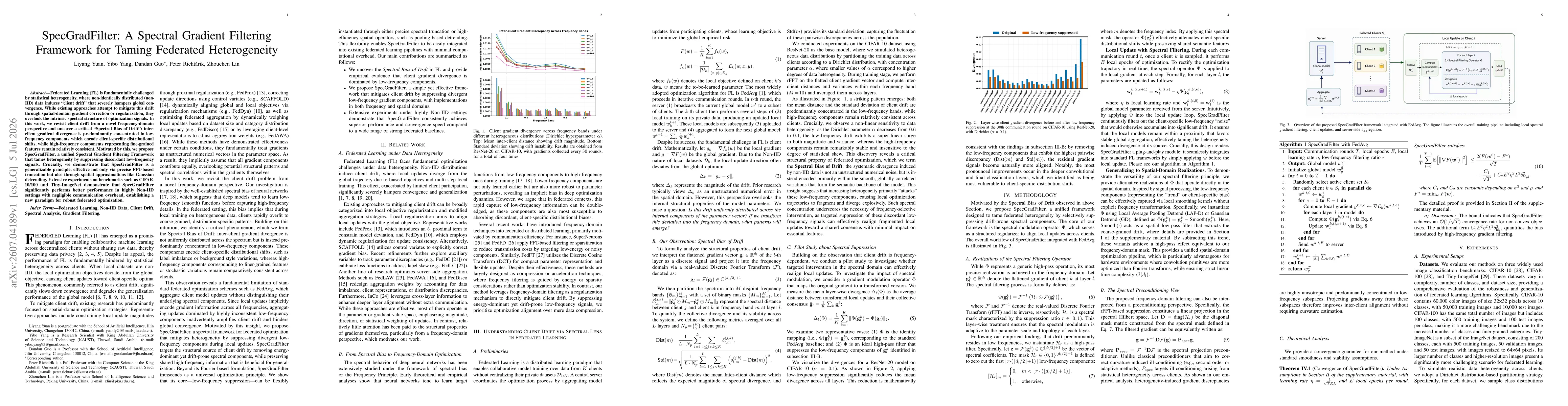 Thumbnail for SpecGradFilter: A Spectral Gradient Filtering Framework for Taming Federated Heterogeneity