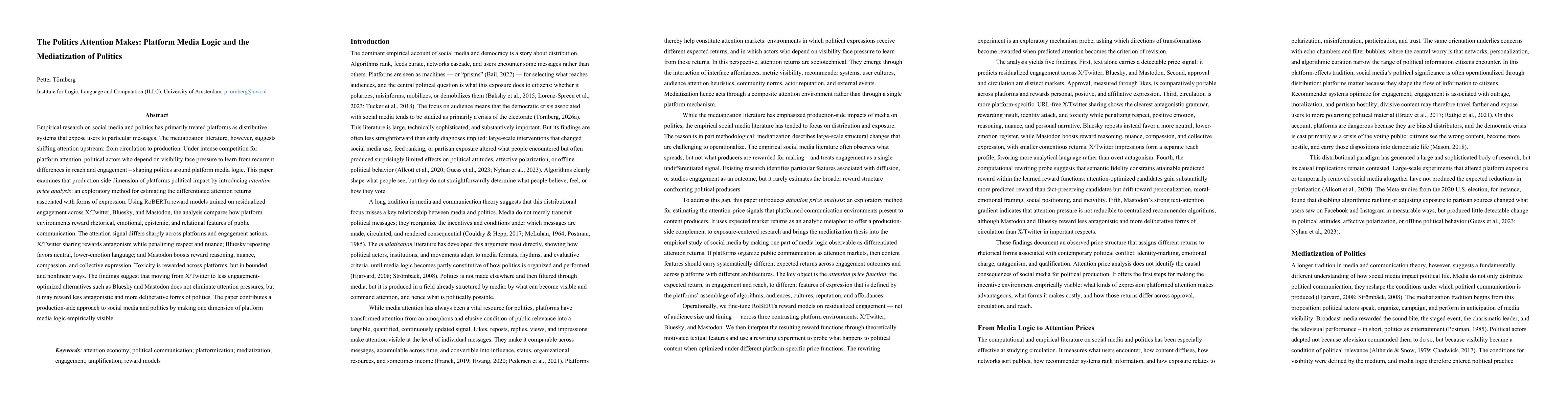 Thumbnail for The Politics Attention Makes: Platform Media Logic and the Mediatization of Politics
