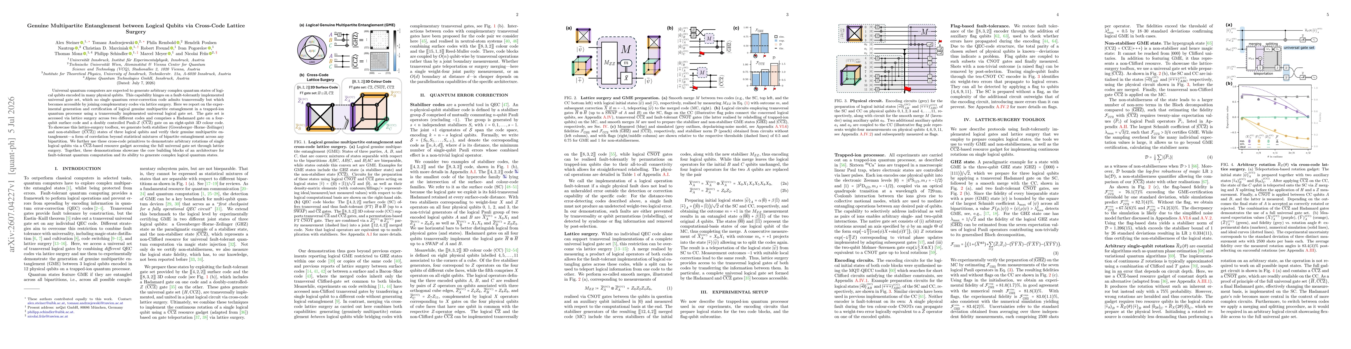 Thumbnail for Genuine Multipartite Entanglement between Logical Qubits via Cross-Code Lattice Surgery