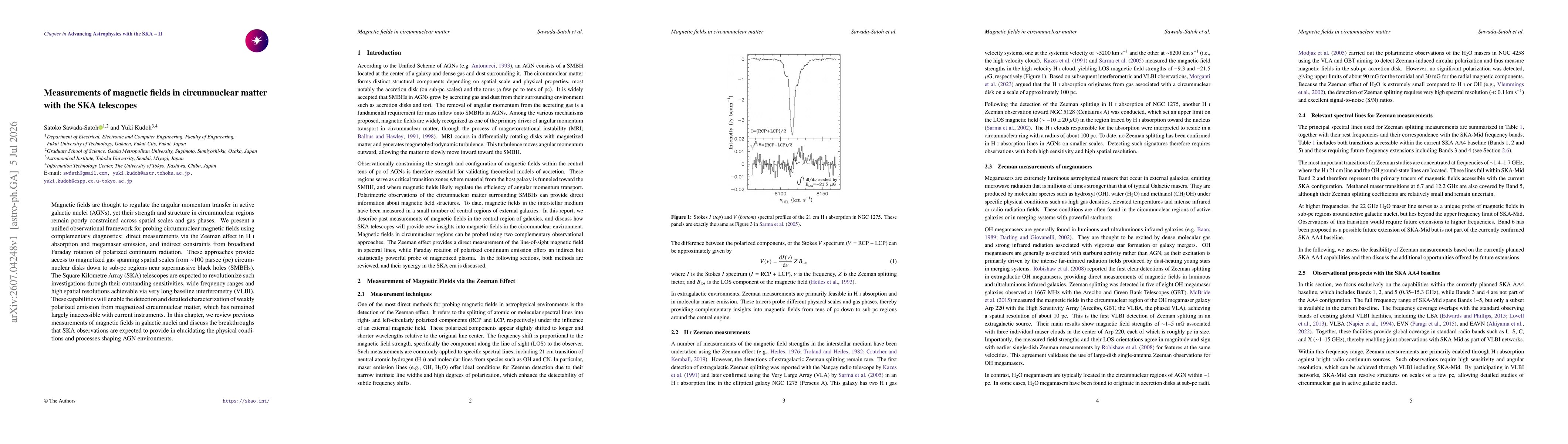 Thumbnail for Measurements of magnetic fields in circumnuclear matter with the SKA telescopes