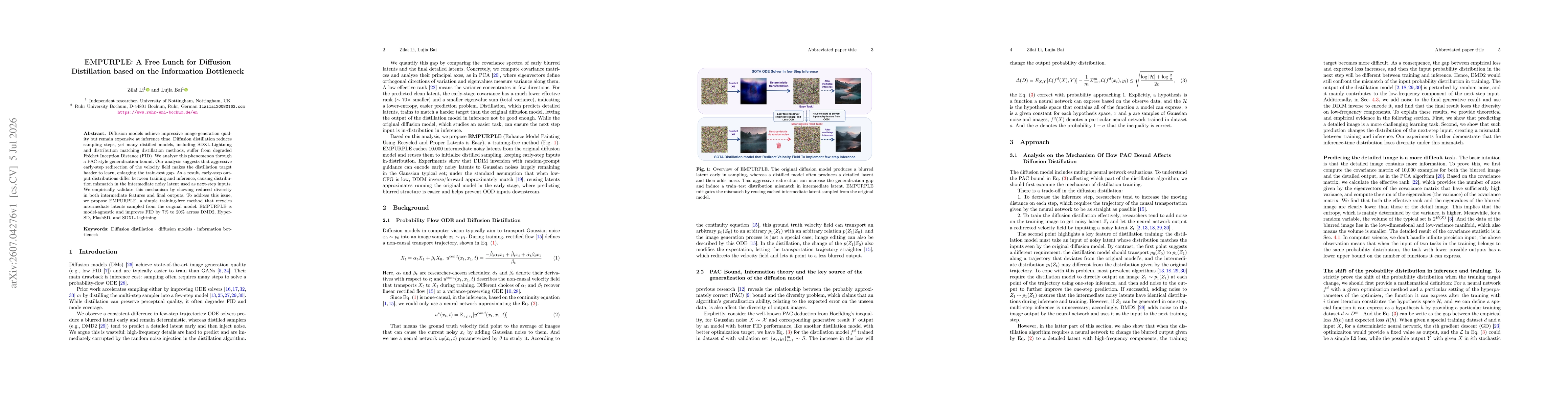Thumbnail for EMPURPLE: A Free Lunch for Diffusion Distillation based on the Information Bottleneck