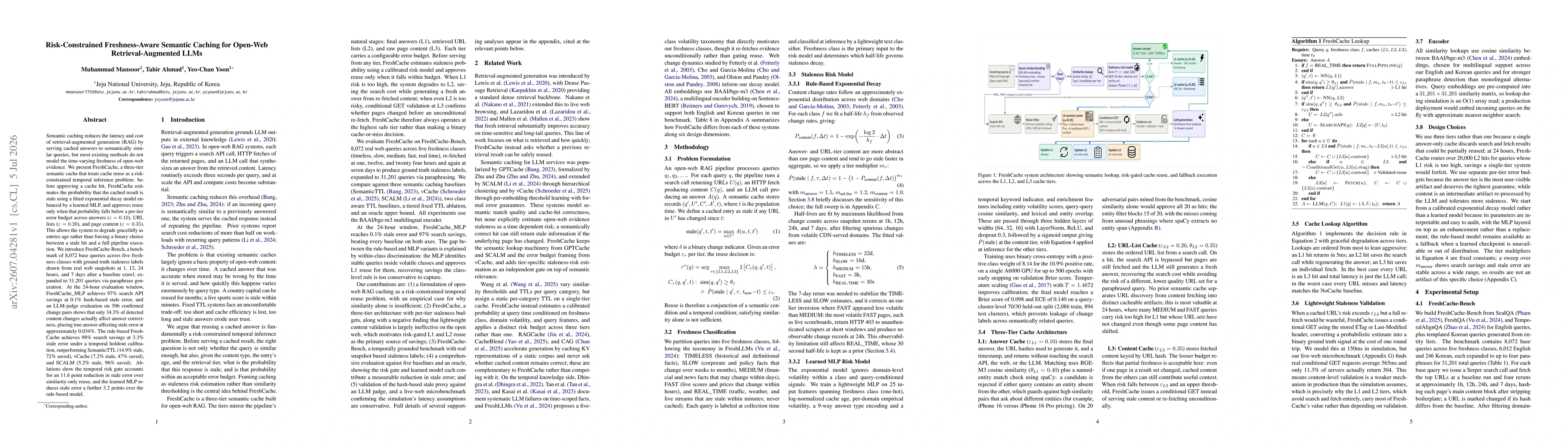 Thumbnail for Risk-Constrained Freshness-Aware Semantic Caching for Open-Web Retrieval-Augmented LLMs