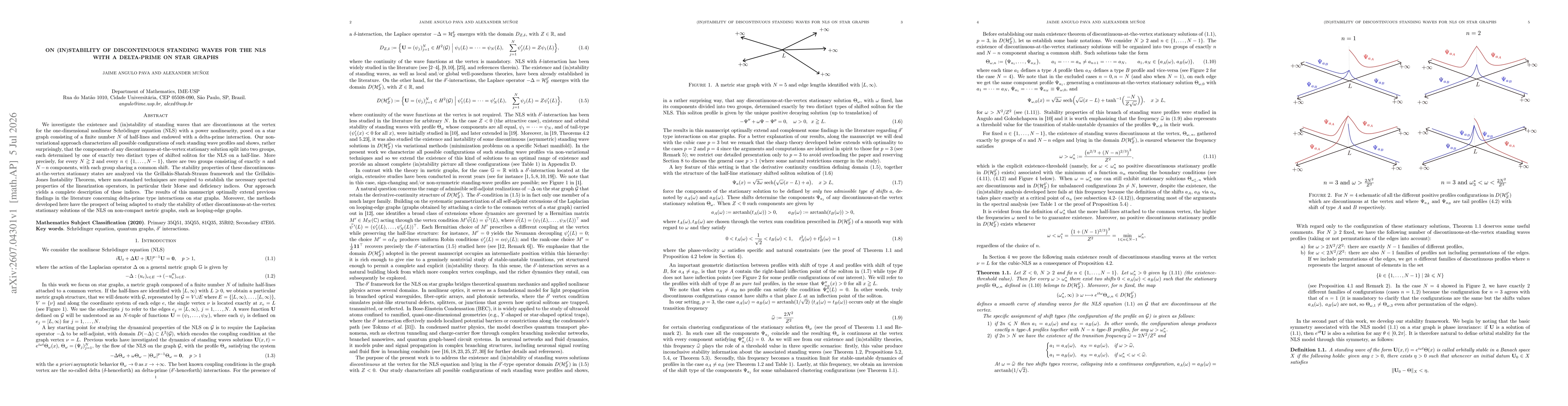 Thumbnail for On (in)stability of discontinuous standing waves for the NLS with a delta-prime on star graphs