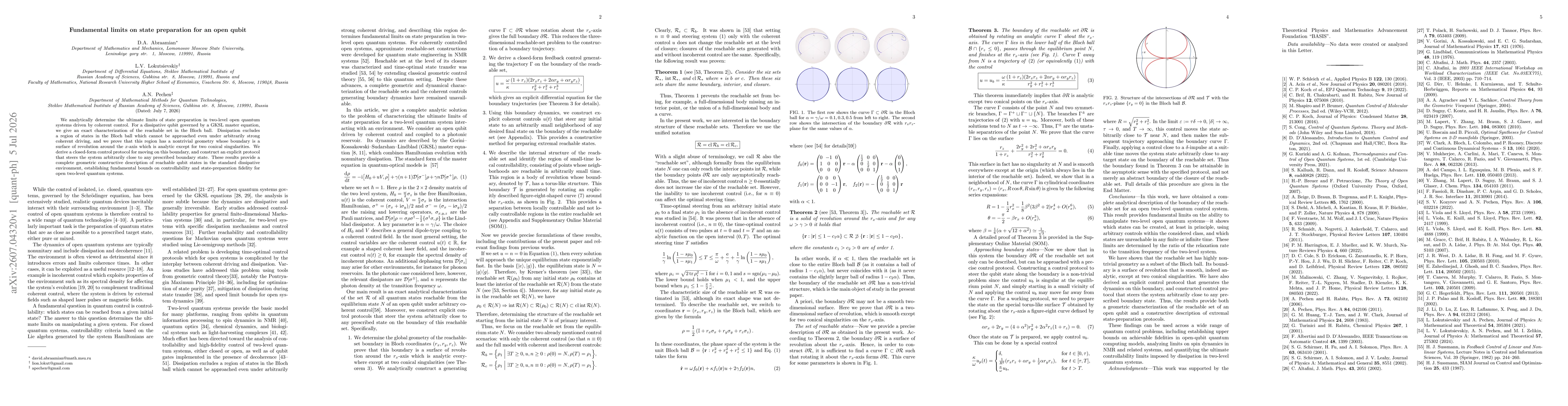Thumbnail for Fundamental limits on state preparation for an open qubit