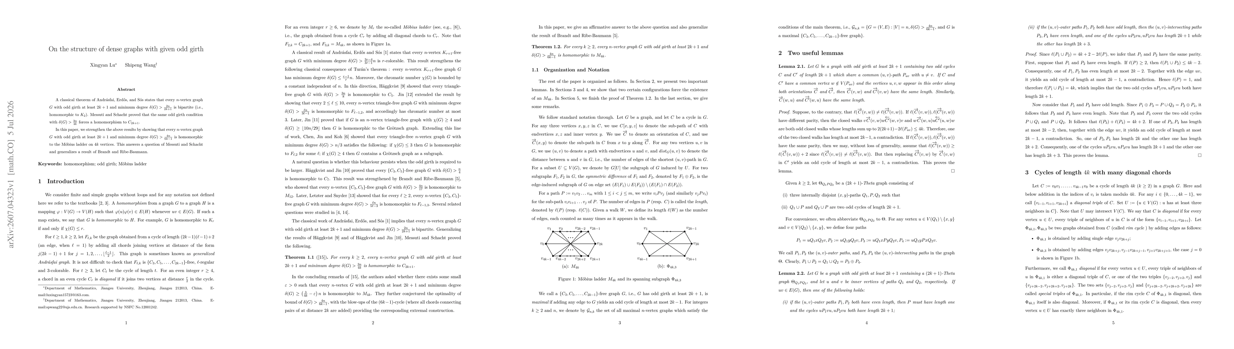 Thumbnail for On the structure of dense graphs with given odd girth