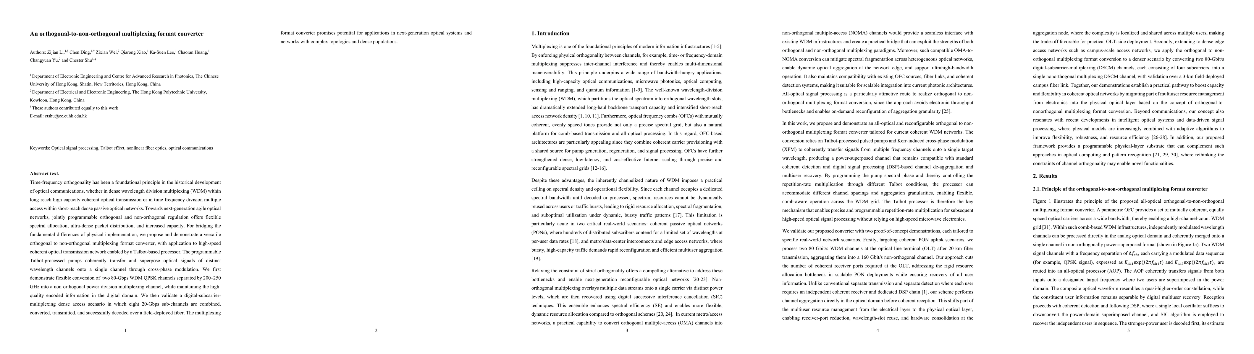 Thumbnail for An orthogonal-to-non-orthogonal multiplexing format converter
