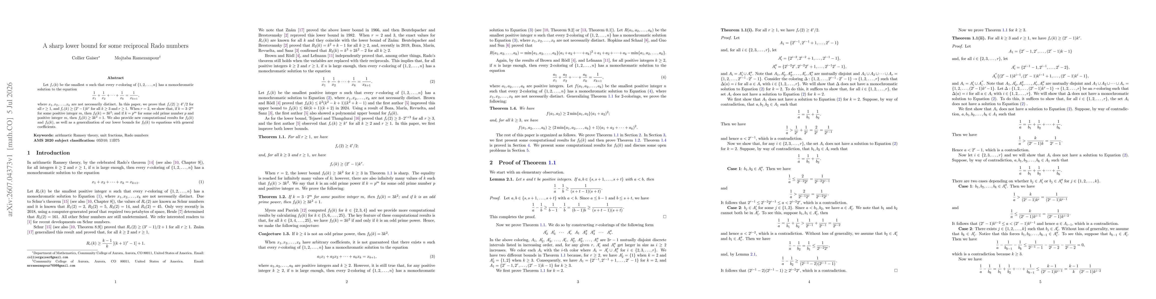 Thumbnail for A sharp lower bound for some reciprocal Rado numbers