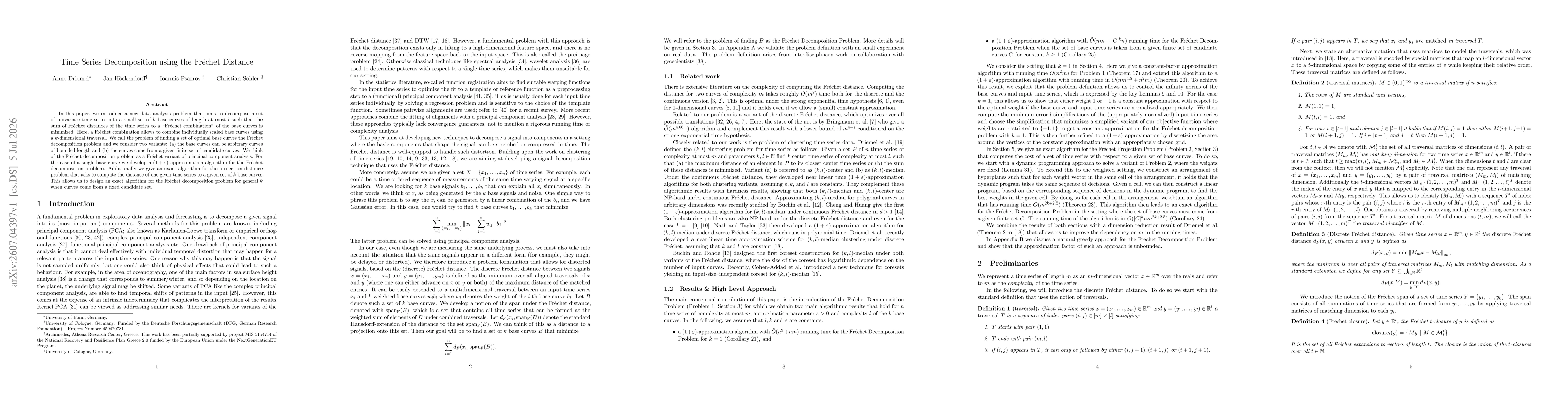Thumbnail for Time Series Decomposition using the Fréchet Distance