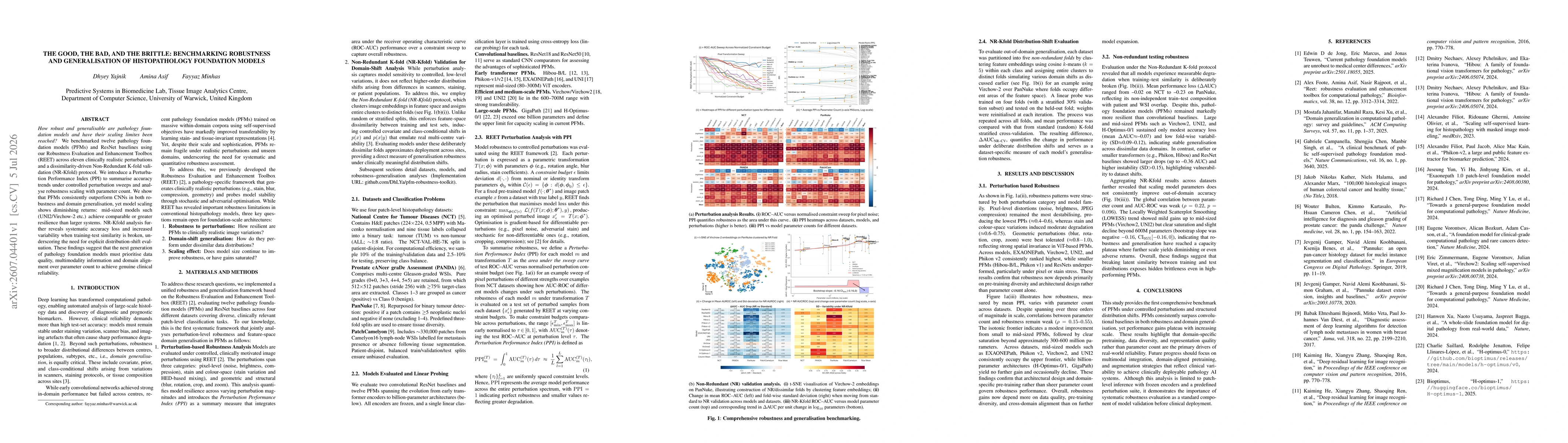 Thumbnail for The Good, the Bad, and the Brittle: Benchmarking Robustness and Generalisation of Histopathology Foundation Models
