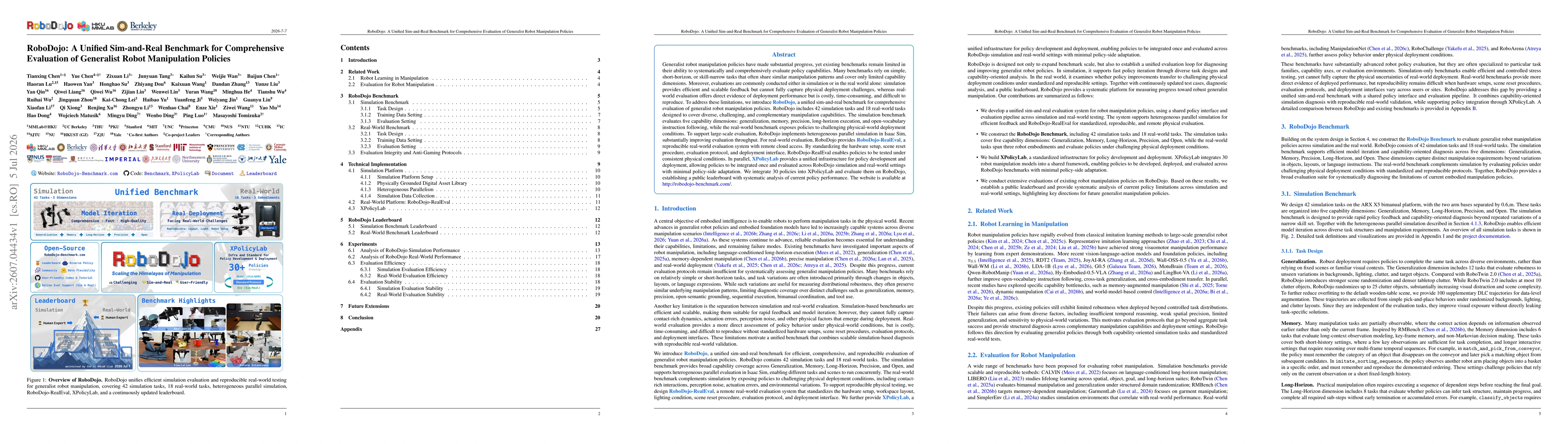 Thumbnail for RoboDojo: A Unified Sim-and-Real Benchmark for Comprehensive Evaluation of Generalist Robot Manipulation Policies