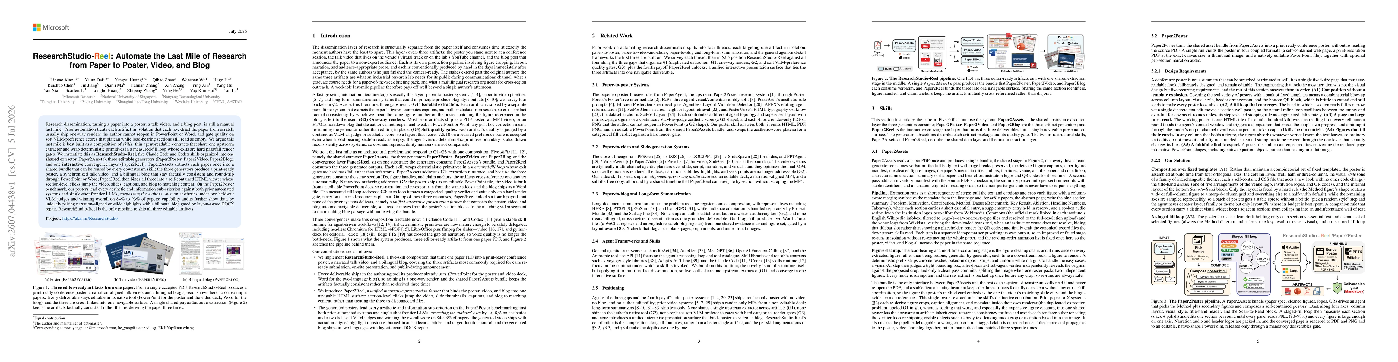 Thumbnail for ResearchStudio-Reel: Automate the Last Mile of Research from Paper to Poster, Video, and Blog